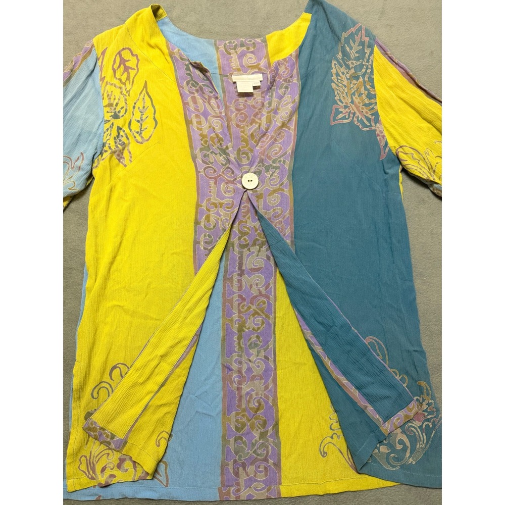 Soft Surroundings Patchwork Tunic Yellow Blue Pur… - image 1
